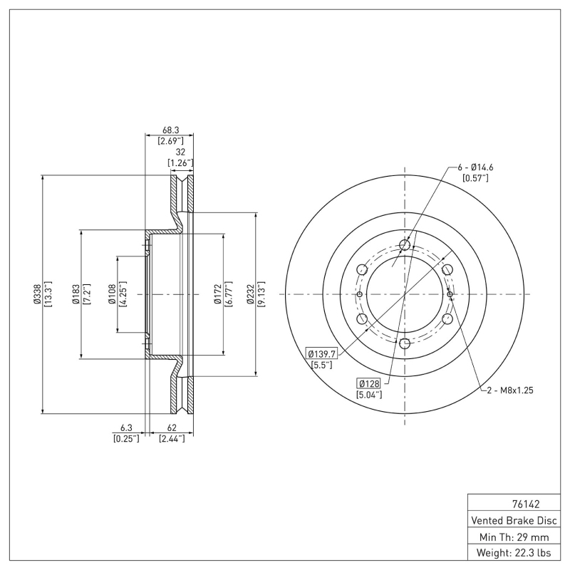 Lexus GX460 Brake Rotor (1) - Front - R1 Concepts - Plain - `10-`24